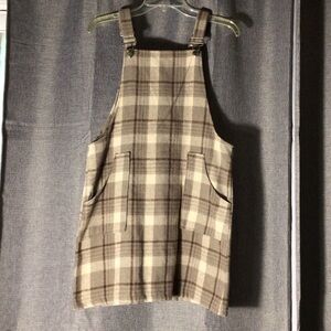 Pink Lily Plaid Dress in Brown and Cream